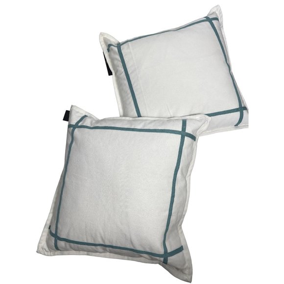 New Ralph Lauren Home Throw Pillows White with Turquoise Stripes Never Used - Picture 2 of 13